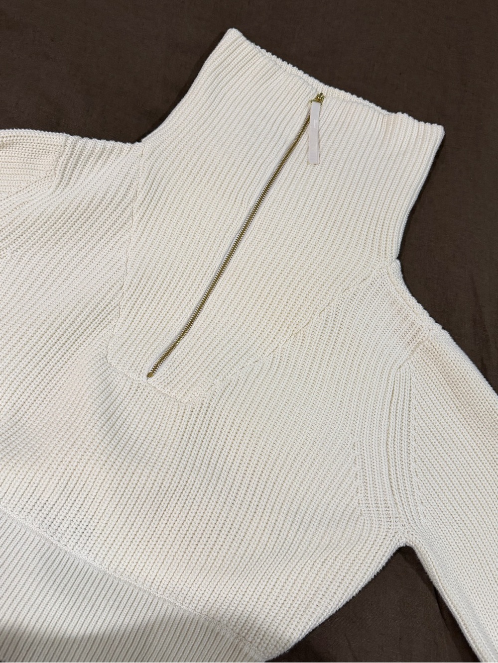 Varley Mentone Knit Half Zip - Egret size medium